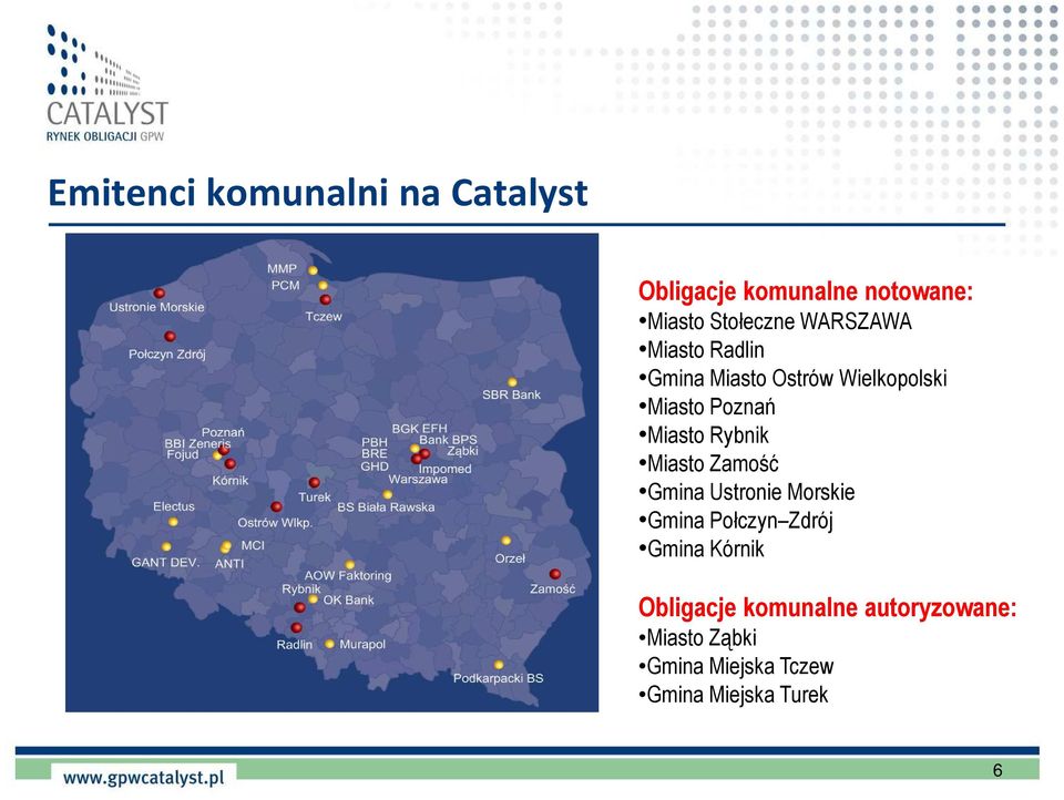 Rybnik Miasto Zamość Gmina Ustronie Morskie Gmina Połczyn Zdrój Gmina Kórnik