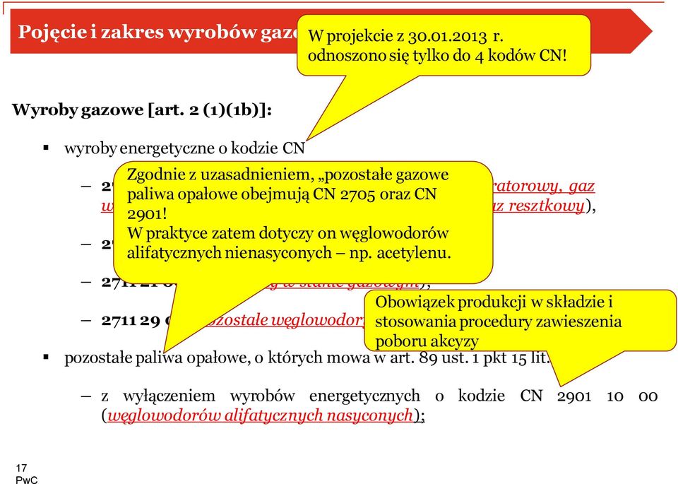 gaz obejmują węglowy, CN gaz 2705 wodny, oraz CN gaz generatorowy, gaz wielkopiecowy, gaz koksowniczy, gaz ekspansyjny, gaz resztkowy), 2901!