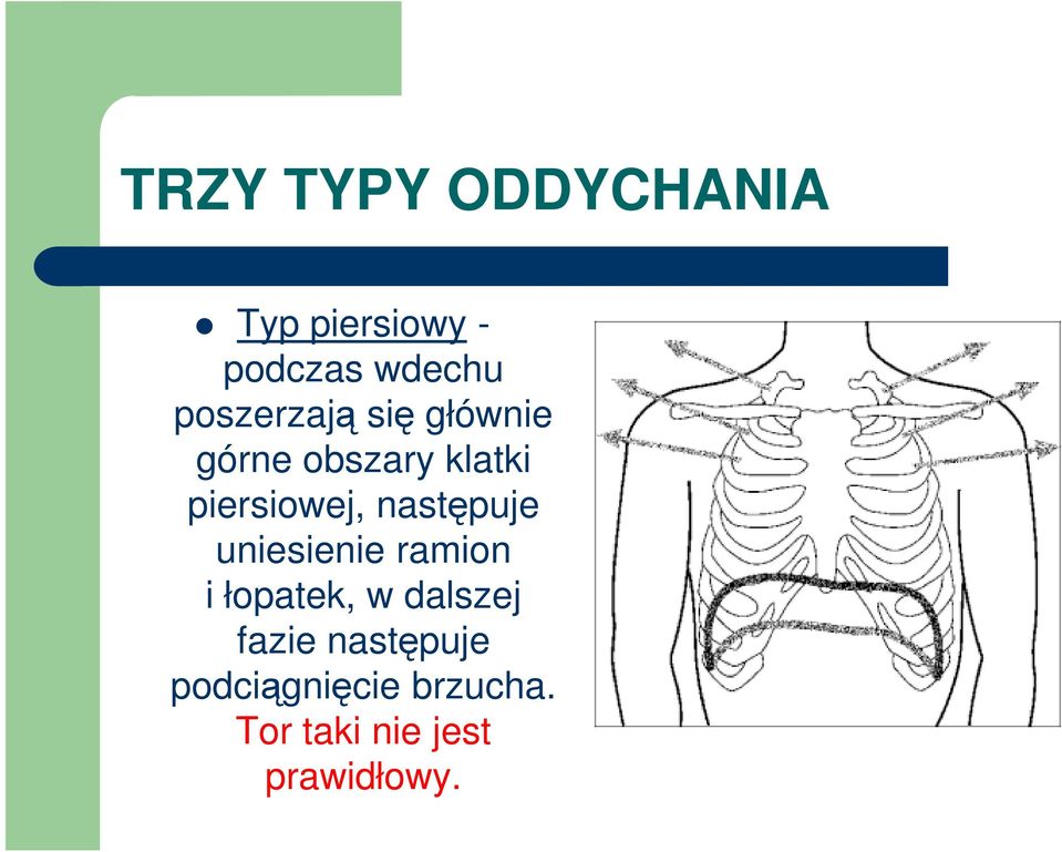 następuje uniesienie ramion i łopatek, w dalszej fazie