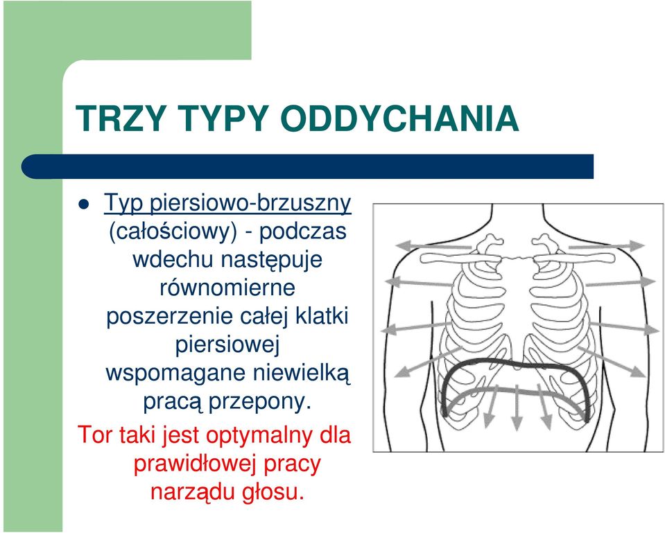 klatki piersiowej wspomagane niewielką pracą przepony.
