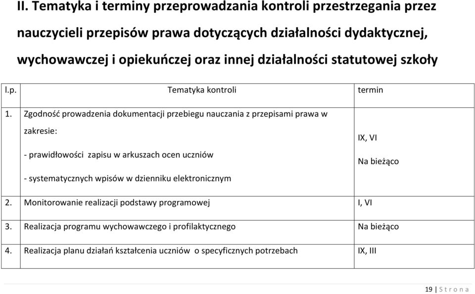 Zgodność prowadzenia dokumentacji przebiegu nauczania z przepisami prawa w zakresie: - prawidłowości zapisu w arkuszach ocen uczniów - systematycznych wpisów w