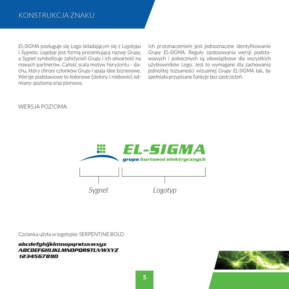 Całość scala motyw horyzontu - dachu, który chroni członków Grupy i spaja idee biznesowe. Wersje podstawowe to kolo rowe (zielony i niebieski) odmiany: pozioma oraz pionowa.