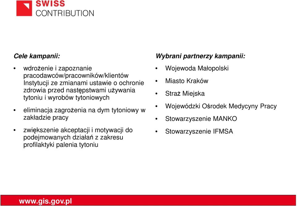 zwiększenie akceptacji i motywacji do podejmowanych działań z zakresu profilaktyki palenia tytoniu Wybrani partnerzy