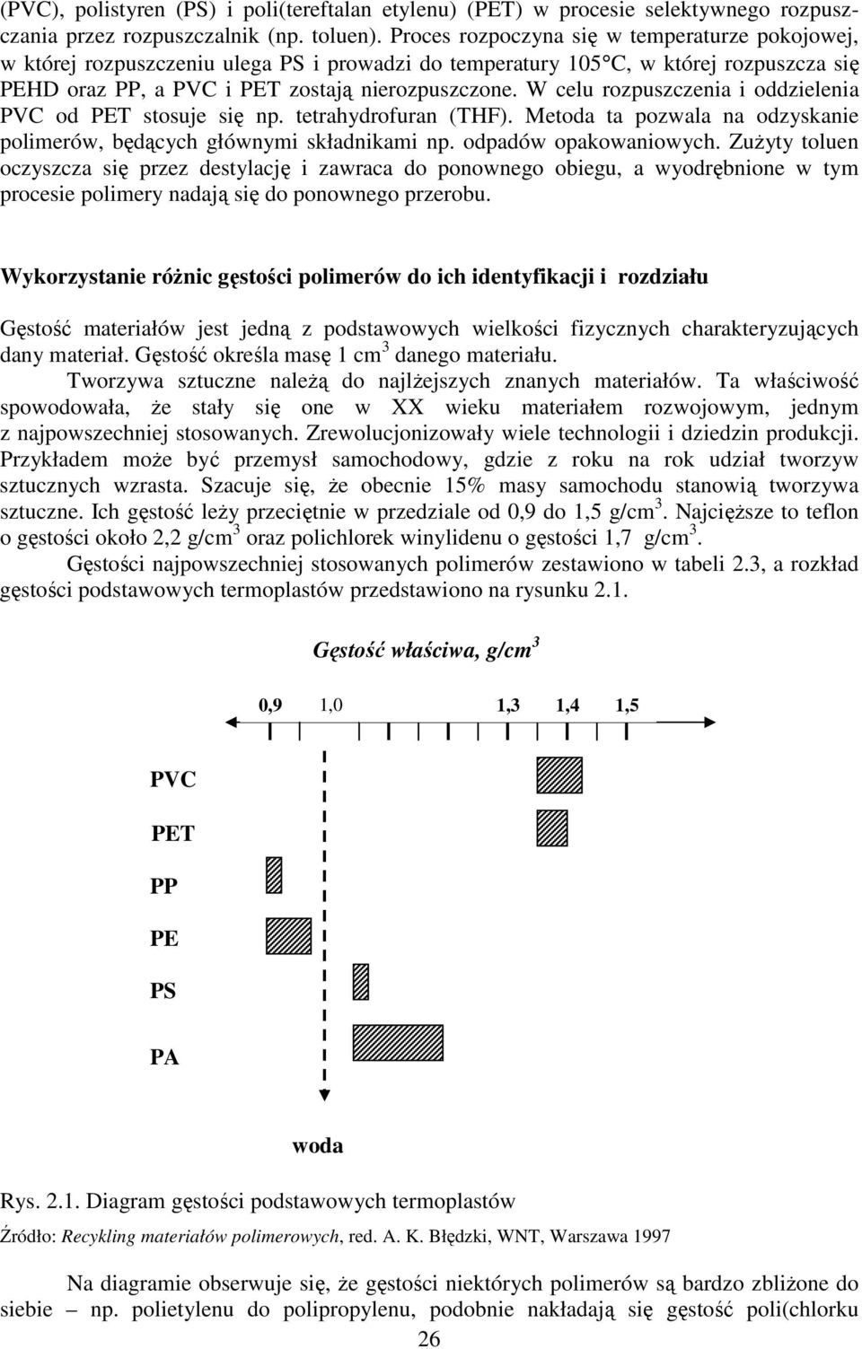 W celu rozpuszczenia i oddzielenia PVC od PET stosuje się np. tetrahydrofuran (THF). Metoda ta pozwala na odzyskanie polimerów, będących głównymi składnikami np. odpadów opakowaniowych.