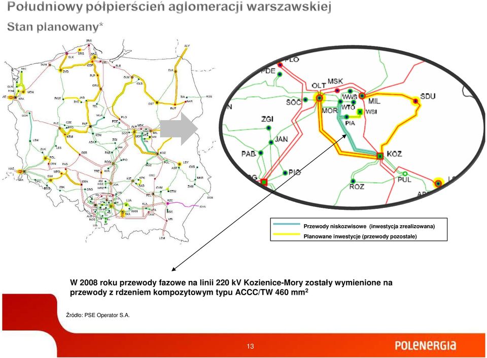 linii 220 kv Kozienice-Mory zostały wymienione na przewody z