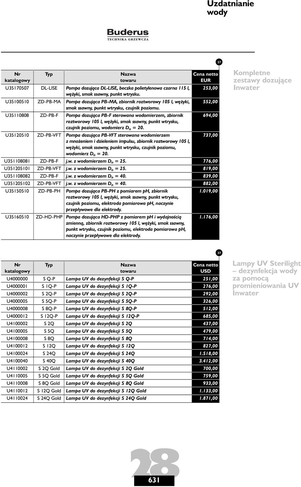 Pompa dozujàca PB-F sterowana wodomierzem, zbiornik roztworowy 105 l, w yki, smok ssawny, punkt wtrysku, czujnik poziomu, wodomierz D n = 20.