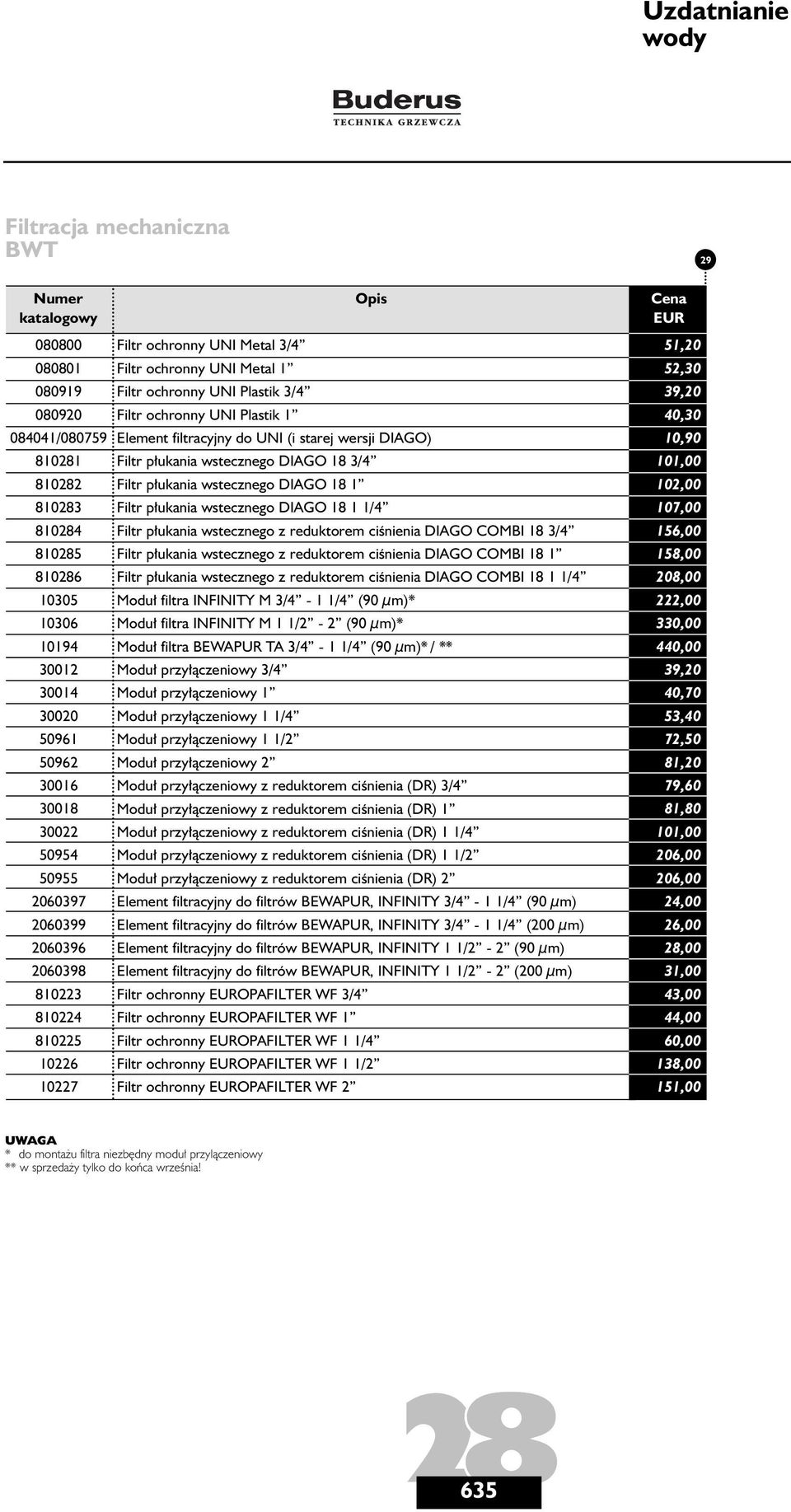 starej wersji DIAGO) Filtr p ukania wstecznego DIAGO 18 3/4 Filtr p ukania wstecznego DIAGO 18 1 Filtr p ukania wstecznego DIAGO 18 1 1/4 Filtr p ukania wstecznego z reduktorem ciênienia DIAGO COMBI