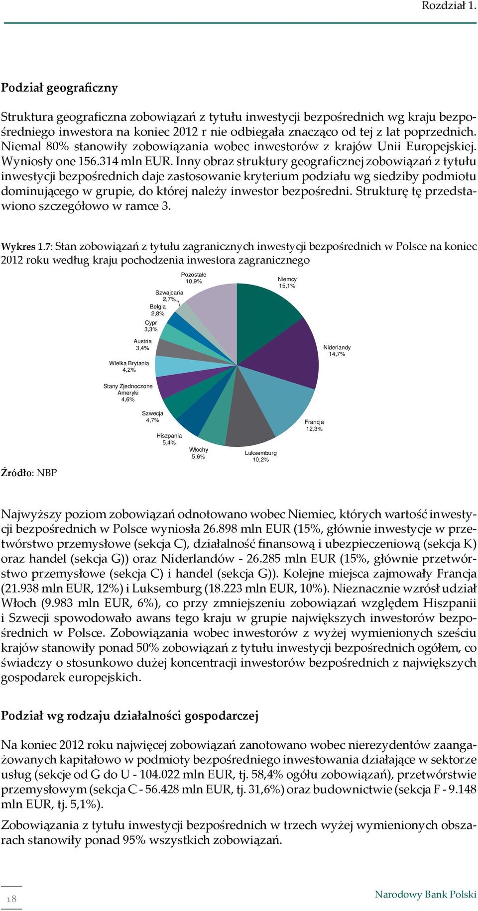 Inny obraz struktury geograficznej zobowiązań z tytułu inwestycji bezpośrednich daje zastosowanie kryterium podziału wg siedziby podmiotu dominującego w grupie, do której należy inwestor bezpośredni.