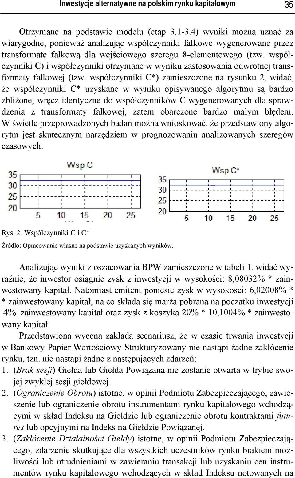 współczynniki C) i współczynniki otrzymane w wyniku zastosowania odwrotnej transformaty falkowej (tzw.