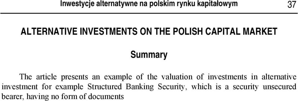 example of the valuation of investments in alternative investment for example