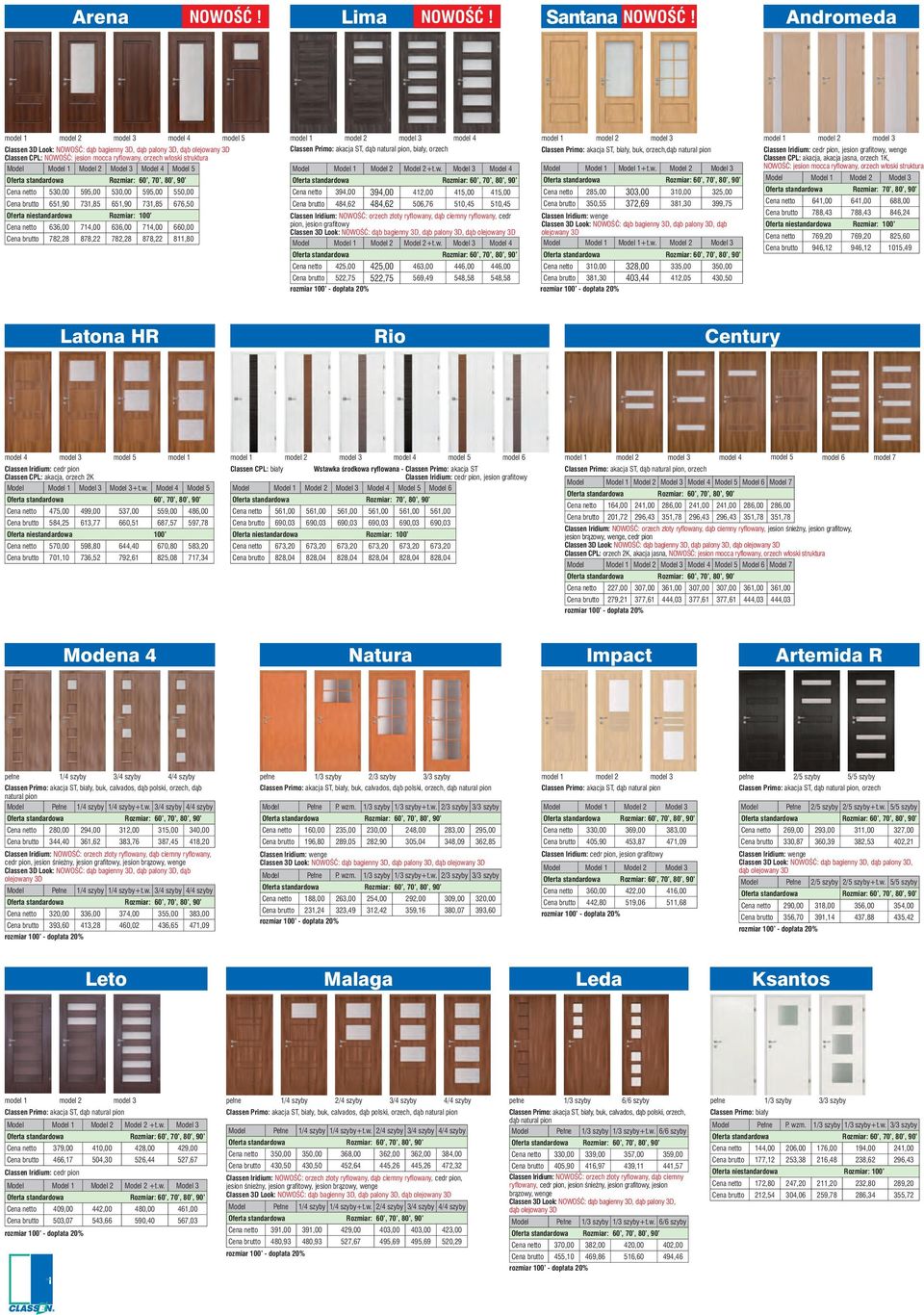 782,28 878,22 782,28 878,22 811,80 model 4 Classen Primo: akacja ST, dąb natural pion, biały, orzech 1 2 2+t.w.