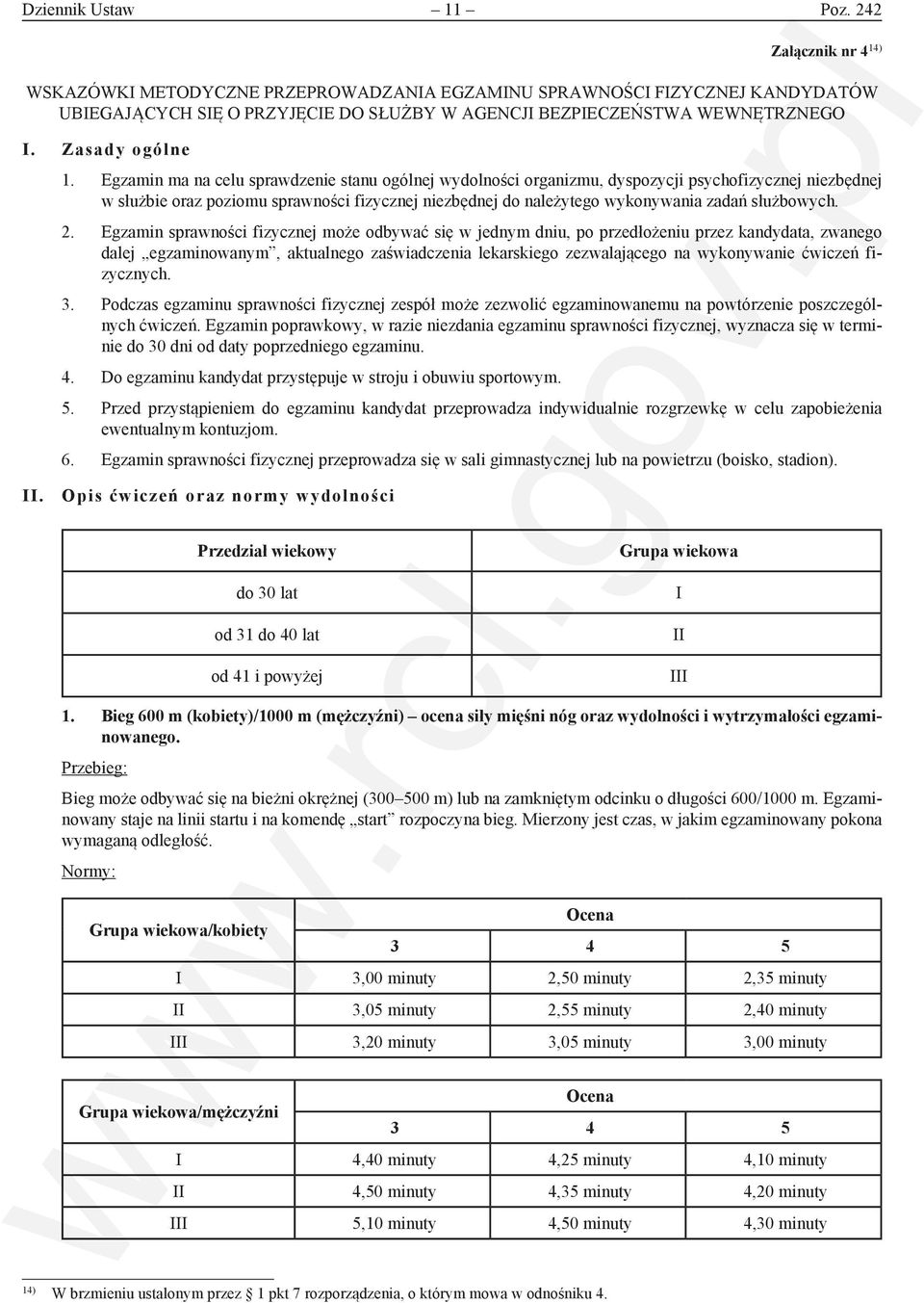 Egzamin ma na celu sprawdzenie stanu ogólnej wydolności organizmu, dyspozycji psychofizycznej niezbędnej w służbie oraz poziomu sprawności fizycznej niezbędnej do należytego wykonywania zadań