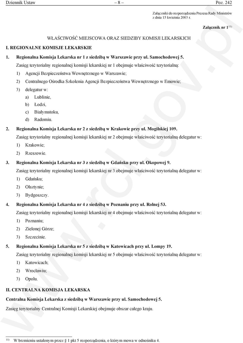 Wewnętrznego w Emowie; 3) delegatur w: a) Lublinie, b) Łodzi, c) Białymstoku, d) Radomiu. Załączniki do rozporządzenia Prezesa Rady Ministrów z dnia 5 kwietnia 003 r.