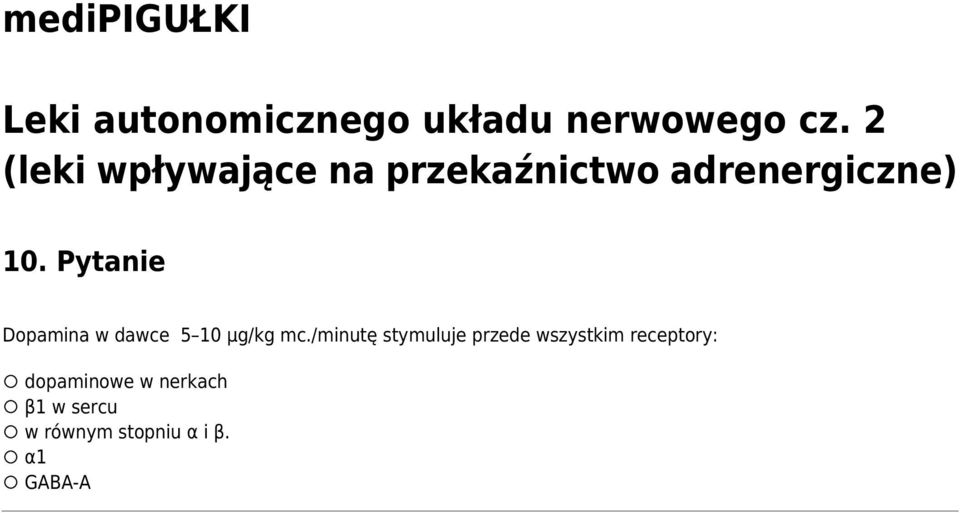 /minutę stymuluje przede wszystkim