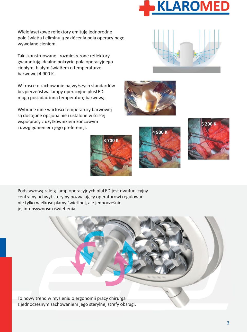 W trosce o zachowanie najwyższych standardów bezpieczeństwa lampy operacyjne plusled mogą posiadać inną temperaturę barwową.