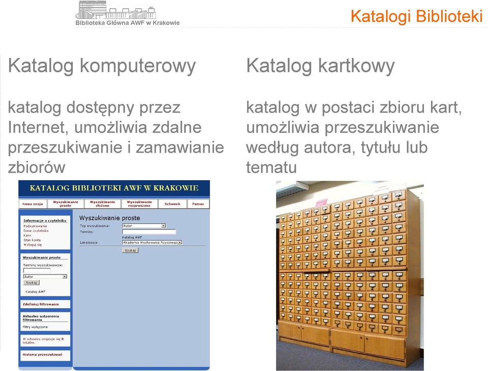 zamawianie zbiorów Katalog kartkowy katalog w postaci