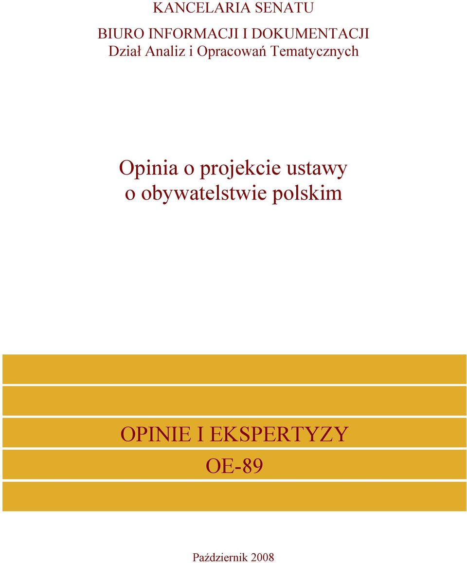 Tematycznych Opinia o projekcie ustawy o