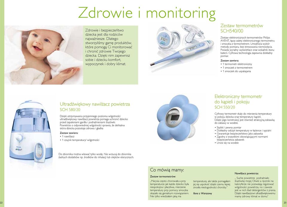 Zestaw termometrów SCH540/00 Zestaw elektronicznych termometrów Philips AVENT, łączy zalety elektronicznego termometru i smoczka z termometrem.
