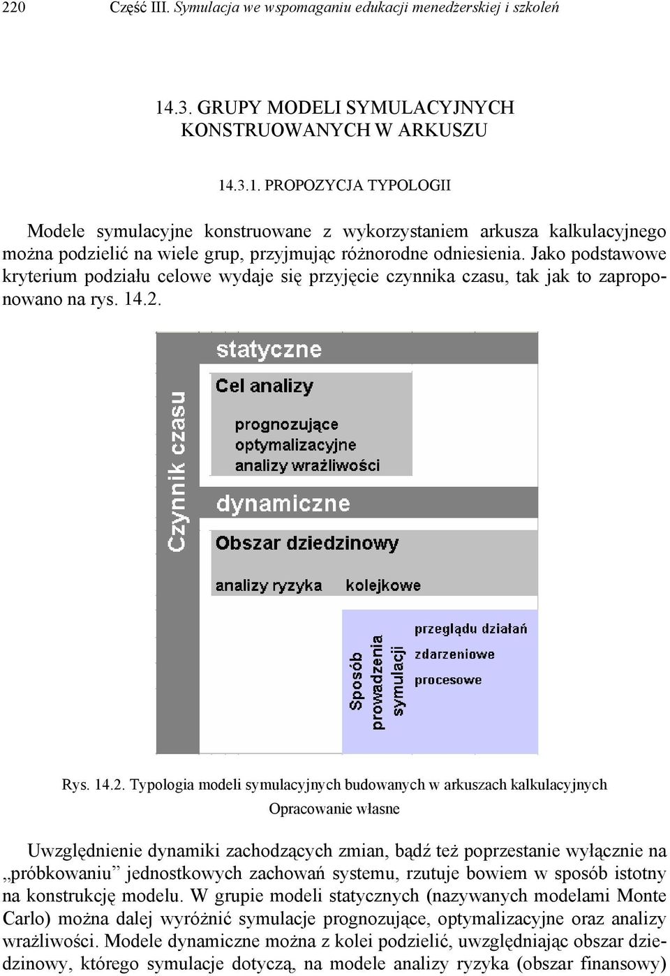 .3.1. PROPOZYCJA TYPOLOGII Modele symulacyjne konstruowane z wykorzystaniem arkusza kalkulacyjnego można podzielić na wiele grup, przyjmując różnorodne odniesienia.
