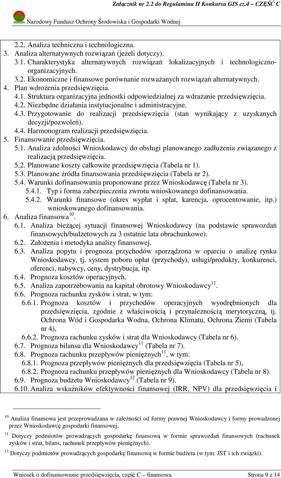 Przygotowanie do realizacji przedsięwzięcia (stan wynikający z uzyskanych decyzji/pozwoleń). 4.4. Harmonogram realizacji przedsięwzięcia. 5. Finansowanie przedsięwzięcia. 5.1.