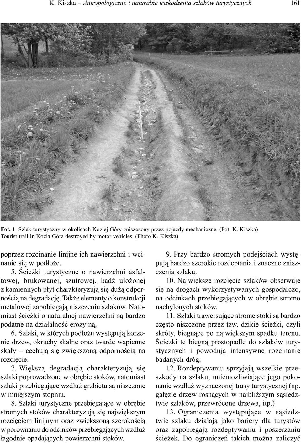 Ścieżki turystyczne o nawierzchni asfaltowej, brukowanej, szutrowej, bądź ułożonej z kamiennych płyt charakteryzują się dużą odpornością na degradację.