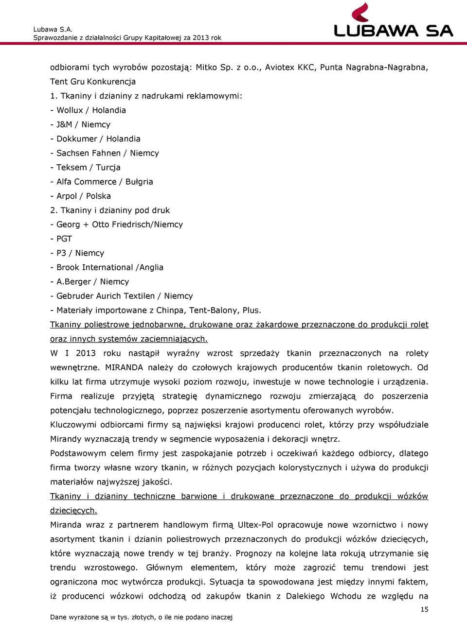 Tkaniny i dzianiny pod druk - Georg + Otto Friedrisch/Niemcy - PGT - P3 / Niemcy - Brook International /Anglia - A.