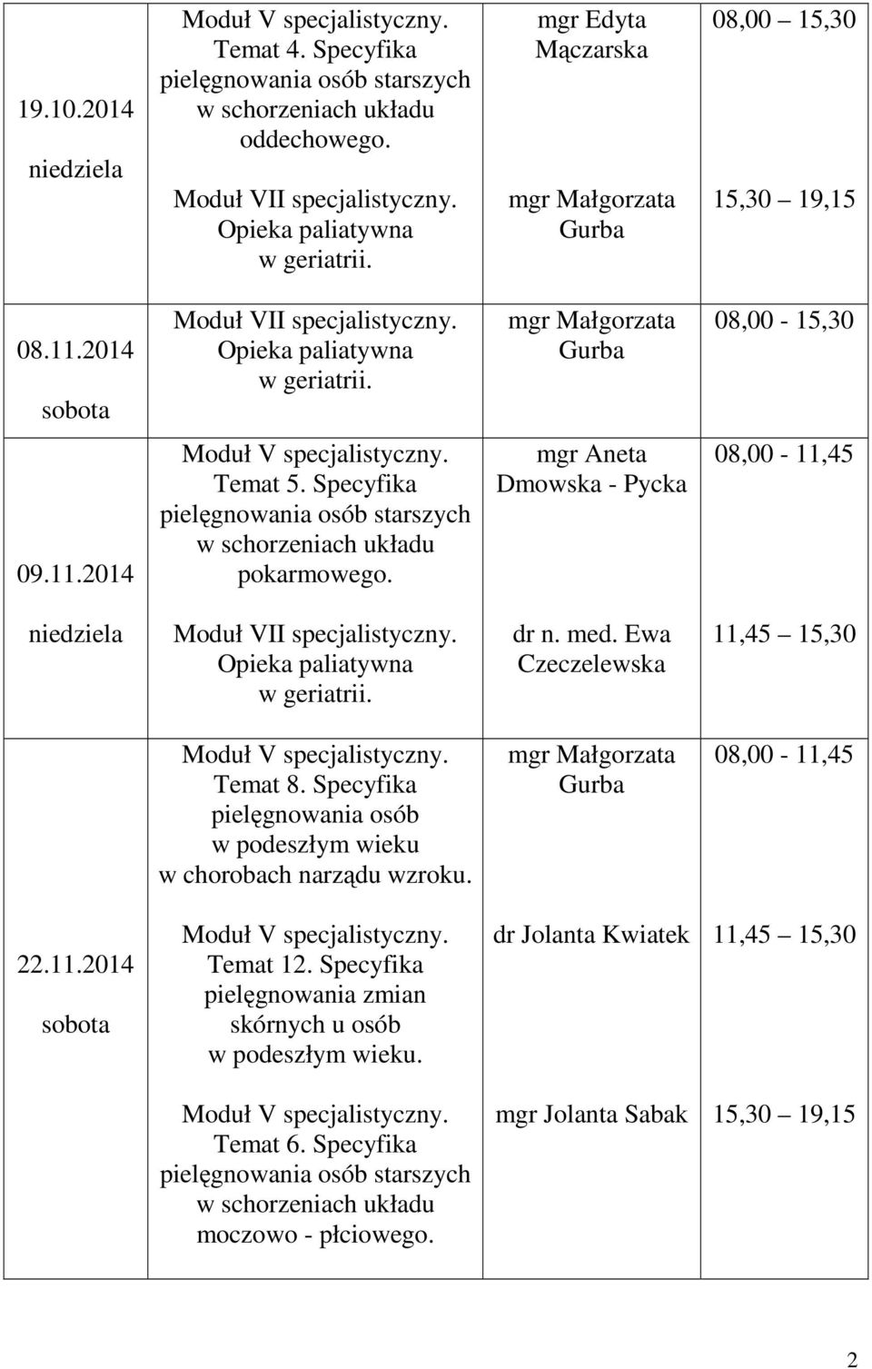 Specyfika w podeszłym wieku w chorobach narządu wzroku. 22.11.2014 Temat 12.