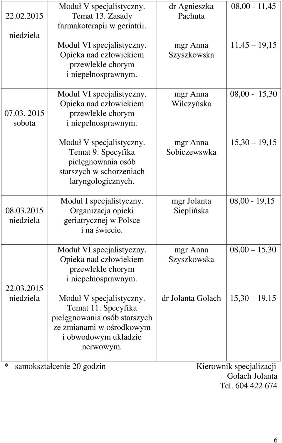 Organizacja opieki geriatrycznej w Polsce i na świecie. mgr Jolanta Sieplińska 08,00-19,15 22.03.2015 Temat 11.