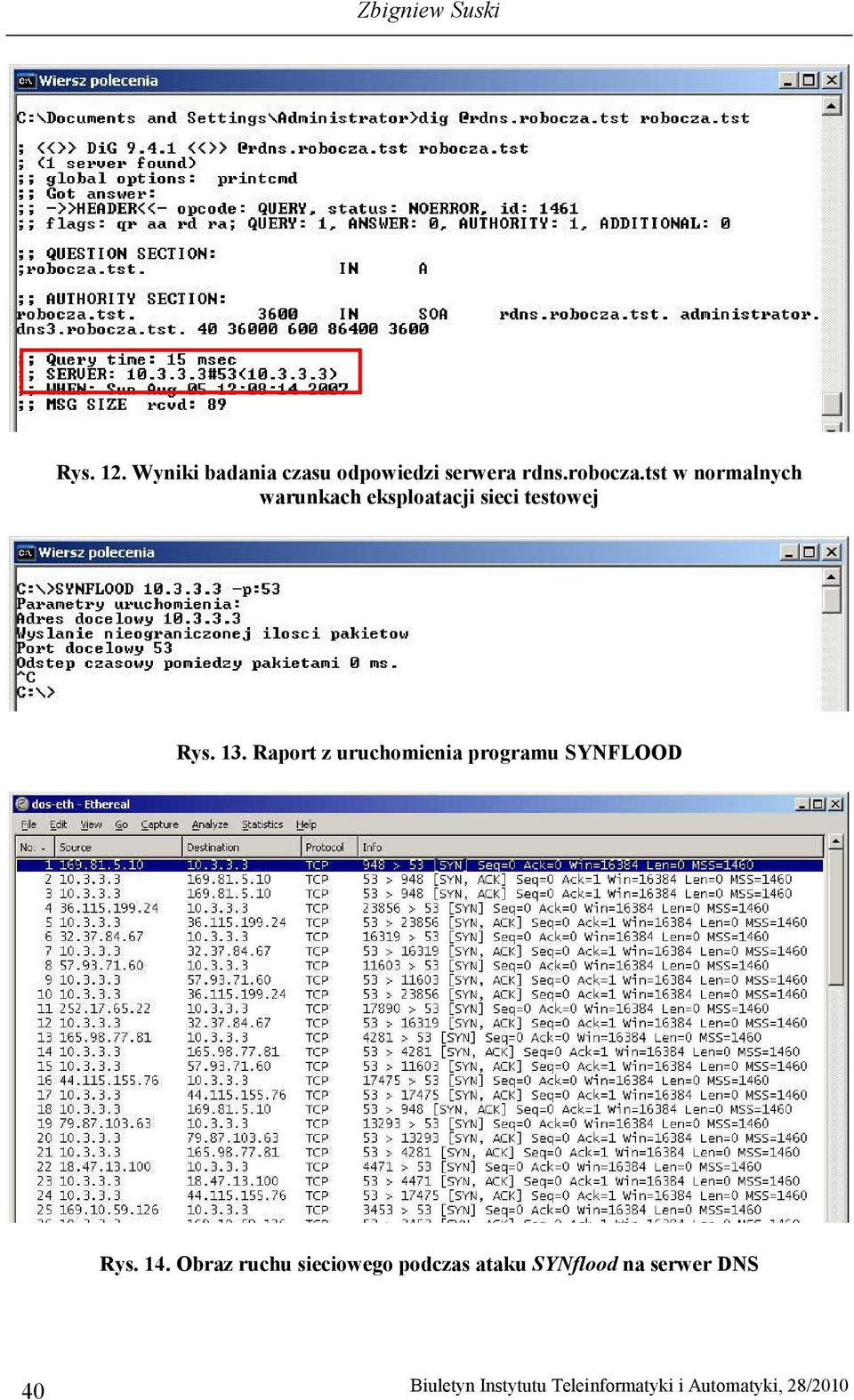 Raport z uruchomienia programu SYNFLOOD Rys. 14.