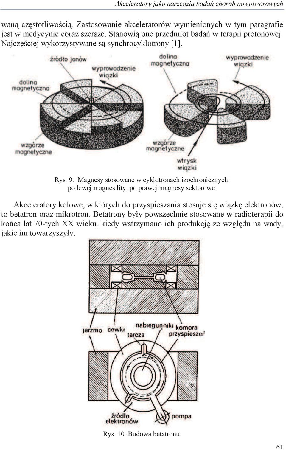 Magnesy stosowane w cyklotronach izochronicznych: po lewej magnes lity, po prawej magnesy sektorowe.
