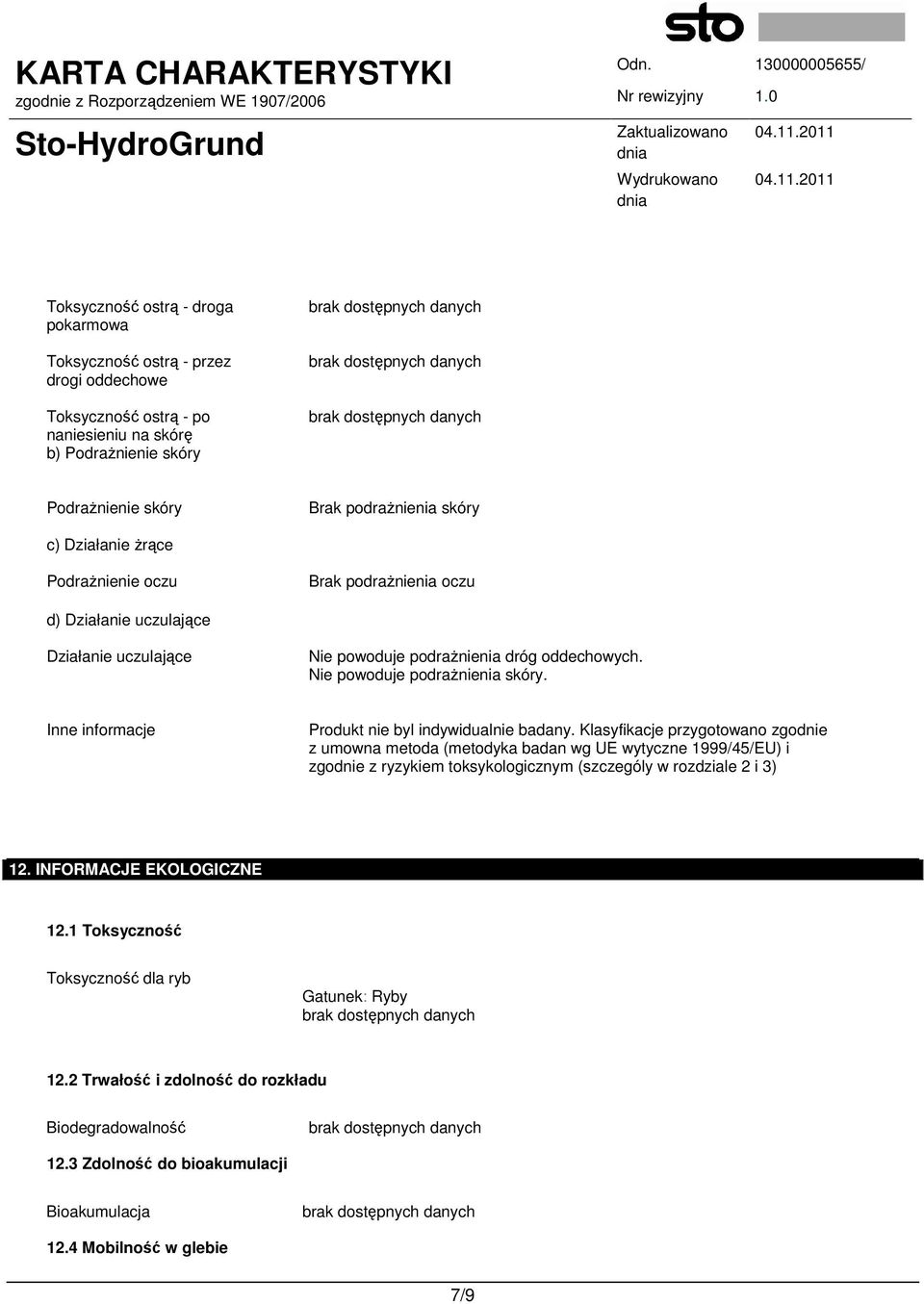 Inne informacje Produkt nie byl indywidualnie badany.