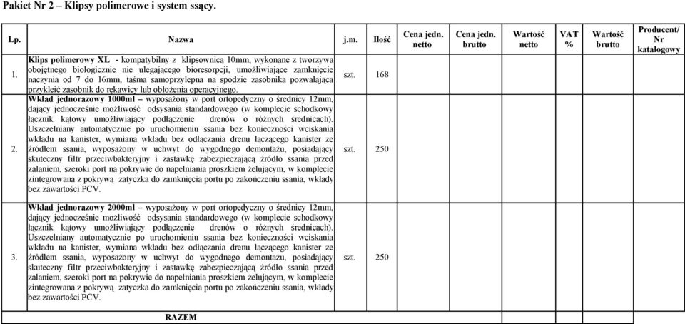 spodzie zasobnika pozwalająca szt. 168 przykleić zasobnik do rękawicy lub obłożenia operacyjnego.