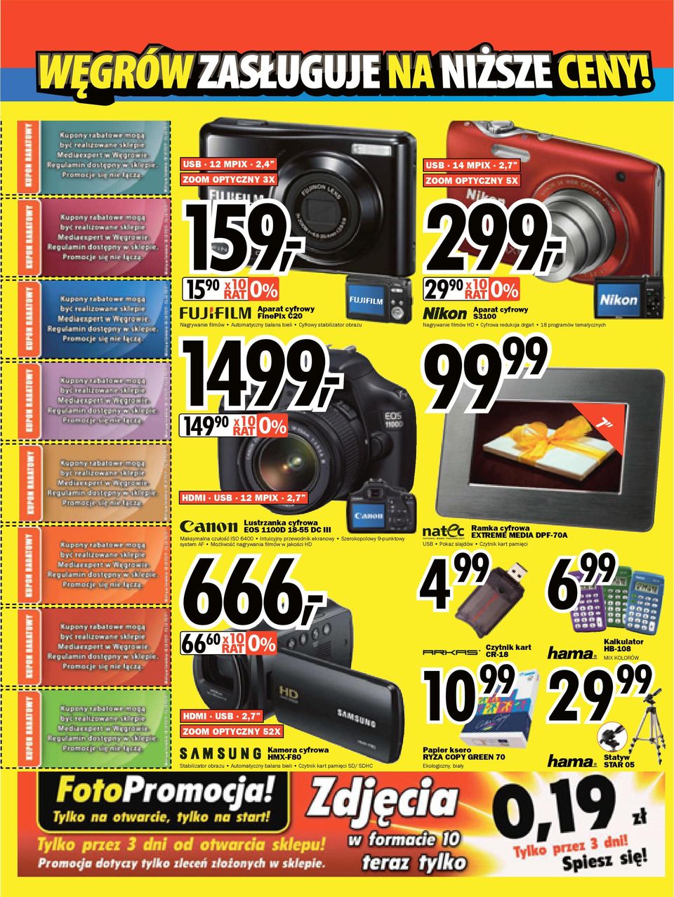 ISO 6400 Intuicyjny przewodnik ekranowy Szerokopolowy 9-punktowy system 666, AF Możliwość nagrywania filmów w jakości HD 66 60x10 HDMI USB 2,7 ZOOM OPTYCZNY 52X Kamera cyfrowa HMX-F80 Stabilizator