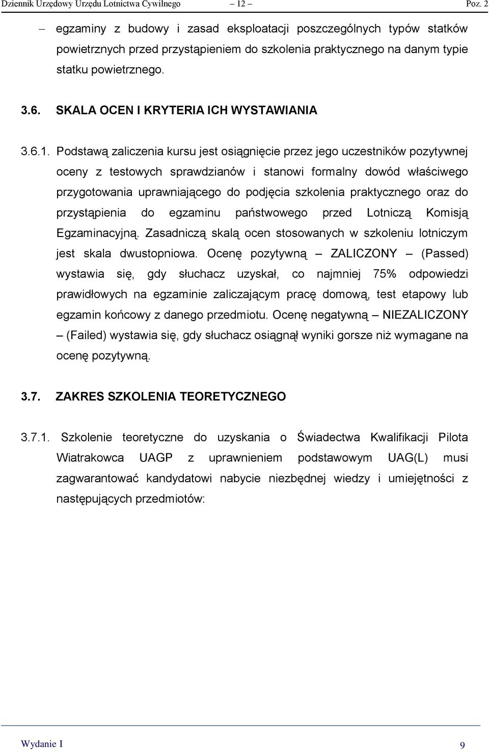 SKALA OCEN I KRYTERIA ICH WYSTAWIANIA 3.6.1.