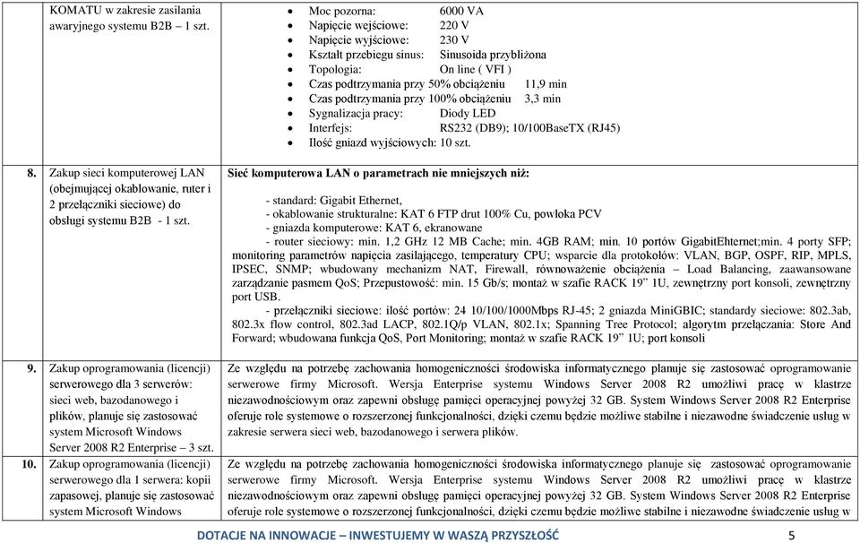 podtrzymania przy 100% obciążeniu 3,3 min Sygnalizacja pracy: Diody LED Interfejs: RS232 (DB9); 10/100BaseTX (RJ45) Ilość gniazd wyjściowych: 10 szt.