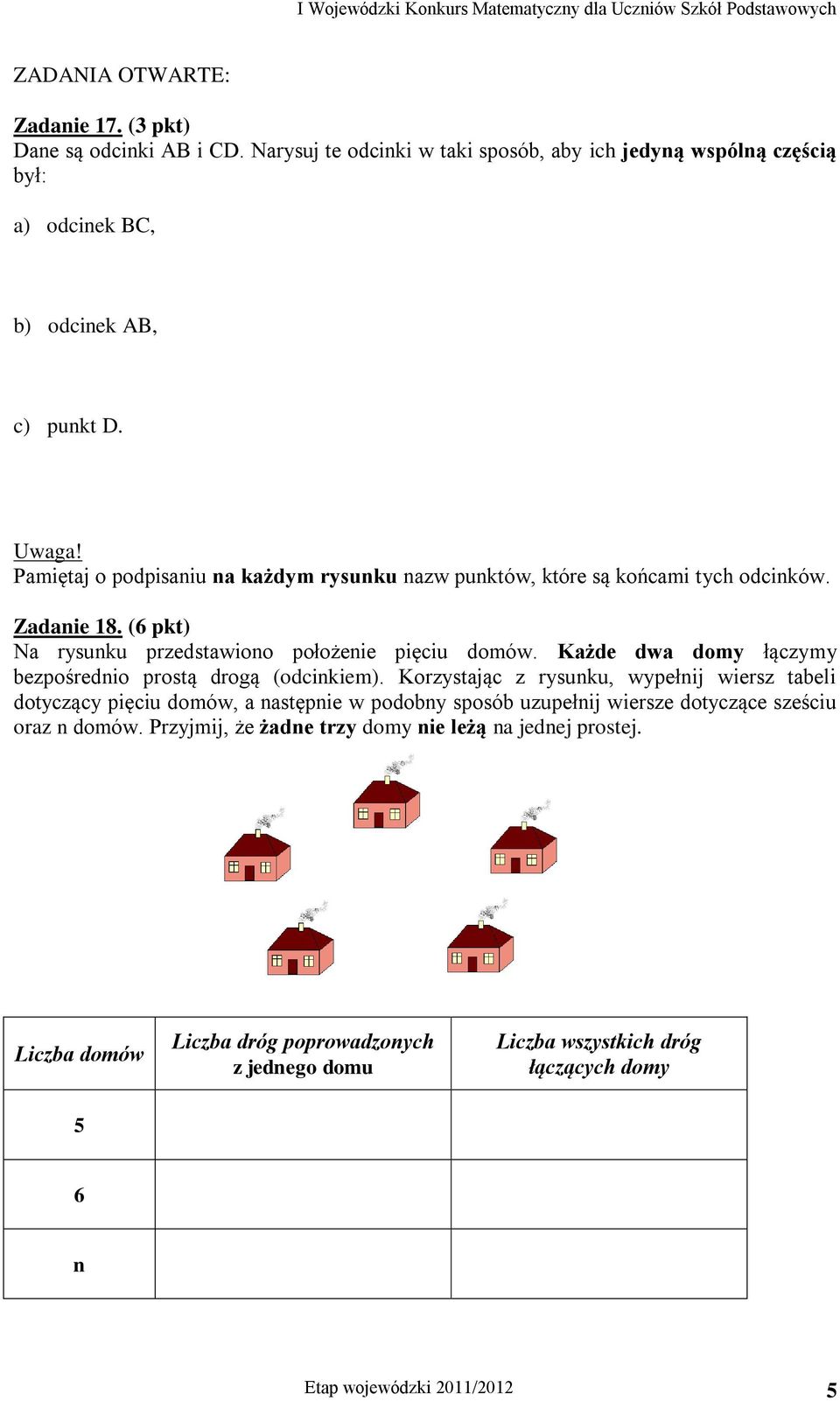 Każde dwa domy łączymy bezpośrednio prostą drogą (odcinkiem).