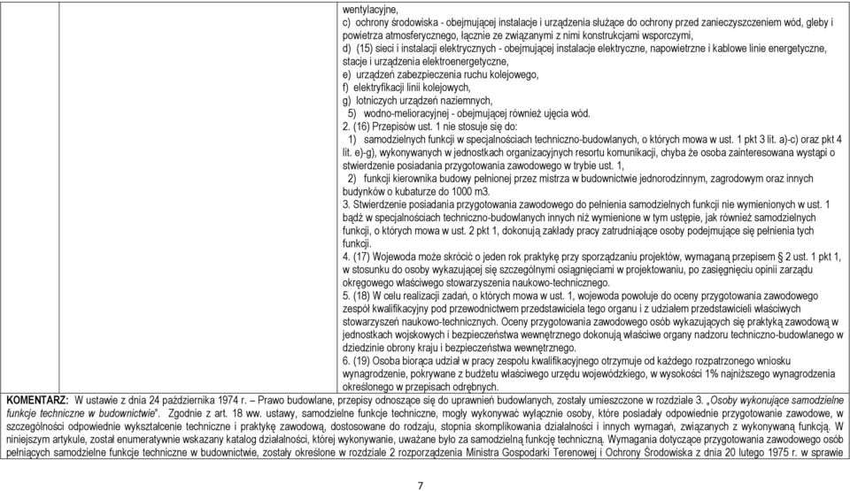 zabezpieczenia ruchu kolejowego, f) elektryfikacji linii kolejowych, g) lotniczych urządzeń naziemnych, 5) wodno-melioracyjnej - obejmującej również ujęcia wód. 2. (16) Przepisów ust.