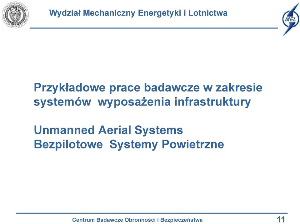 systemów wyposażenia infrastruktury