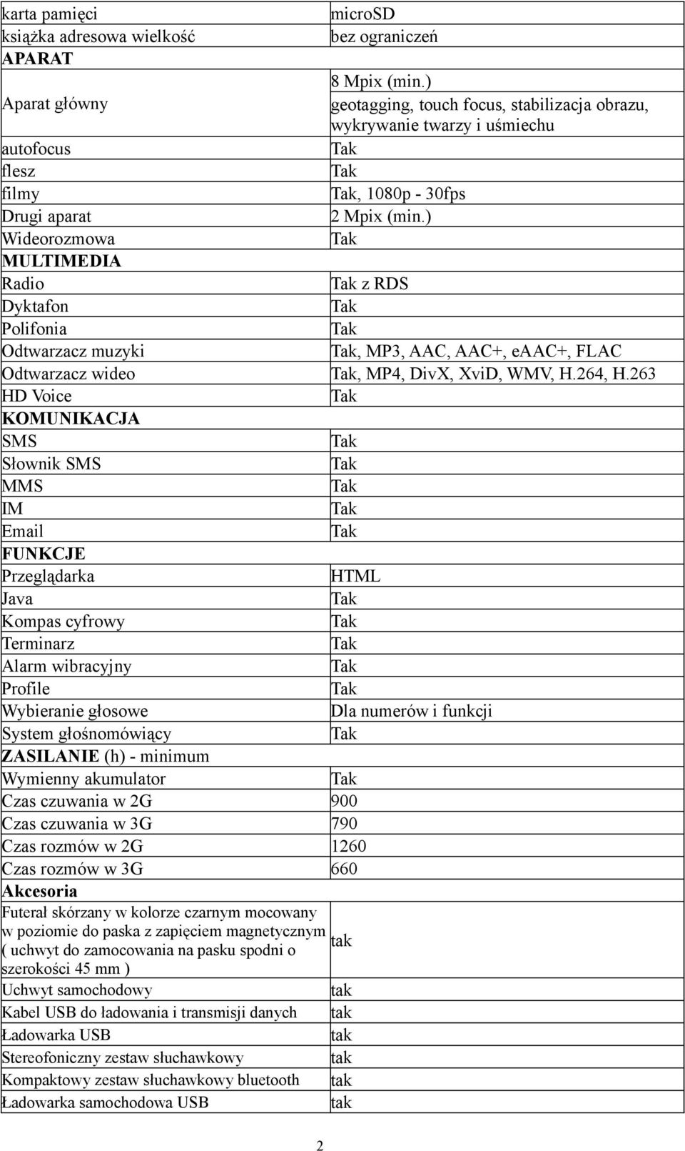 263 HD Voice KOMUNIKACJA SMS Słownik SMS MMS IM Email FUNKCJE Przeglądarka HTML Java Kompas cyfrowy Terminarz Alarm wibracyjny Profile Wybieranie głosowe Dla numerów i funkcji System głośnomówiący