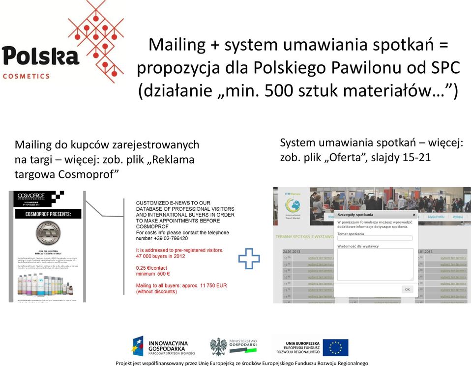 500 sztuk materiałów ) Mailing do kupców zarejestrowanych na targi