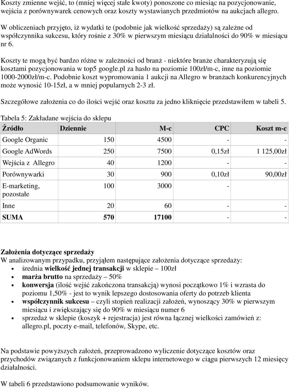 Koszty te mogą być bardzo róŝne w zaleŝności od branŝ - niektóre branŝe charakteryzują się kosztami pozycjonowania w top5 google.pl za hasło na poziomie 100zł/m-c, inne na poziomie 1000-2000zł/m-c.