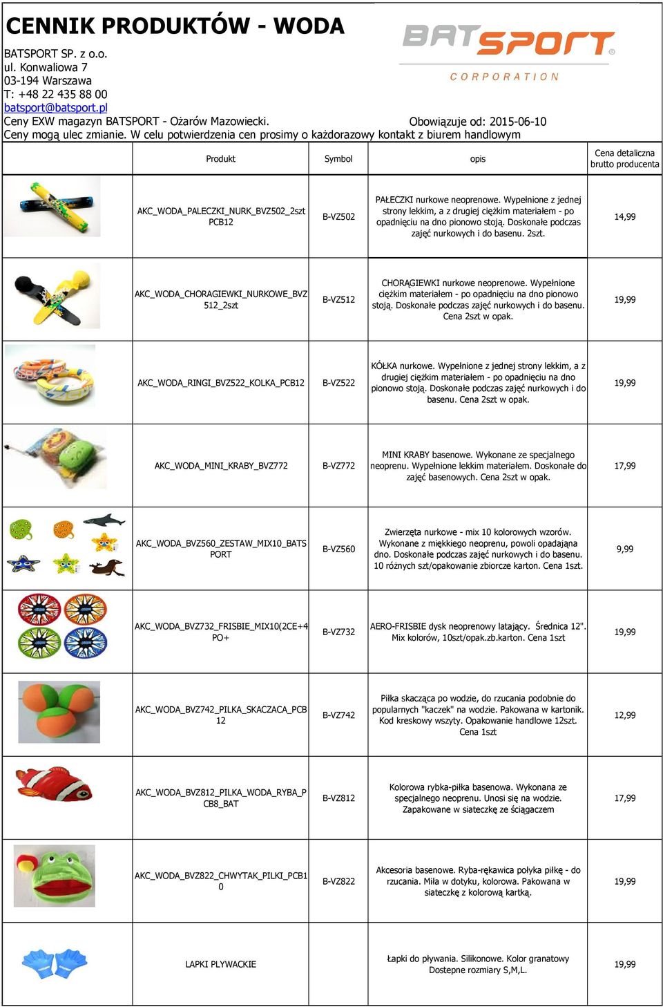 Produkt Symbol opis AKC_WODA_PALECZKI_NURK_BVZ502_2szt PCB12 B-VZ502 PAŁECZKI nurkowe neoprenowe.