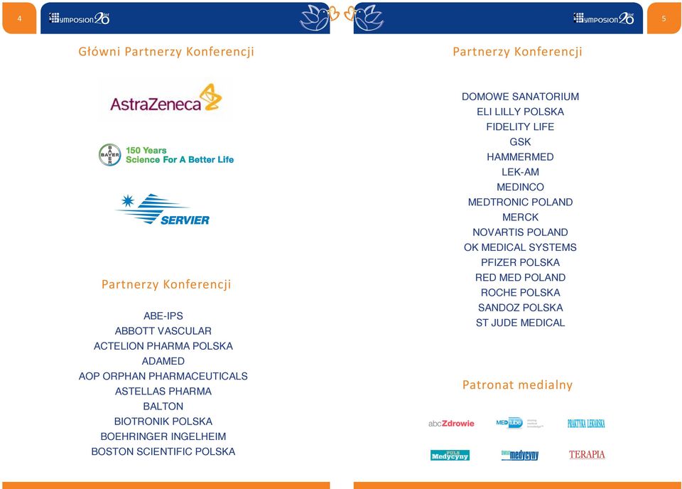 MEDINCO MEDTRONIC POLAND MERCK NOVARTIS POLAND OK MEDICAL SYSTEMS PFIZER POLSKA RED MED POLAND ROCHE POLSKA SANDOZ polska ST JUDE MEDICAL Patronat medialny