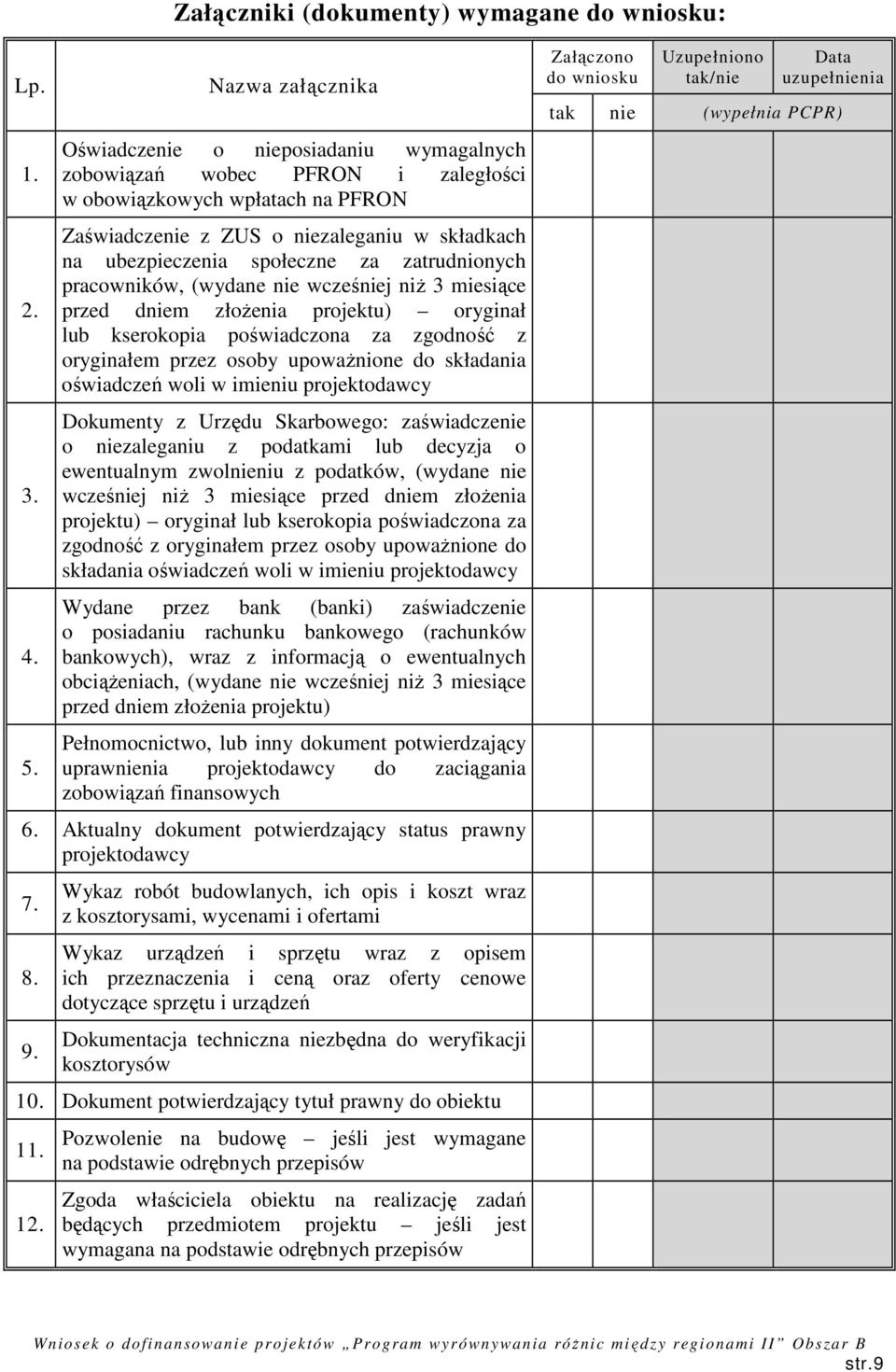 społeczne za zatrudnionych pracowników, (wydane nie wcześniej niŝ 3 miesiące przed dniem złoŝenia projektu) oryginał lub kserokopia poświadczona za zgodność z oryginałem przez osoby upowaŝnione do