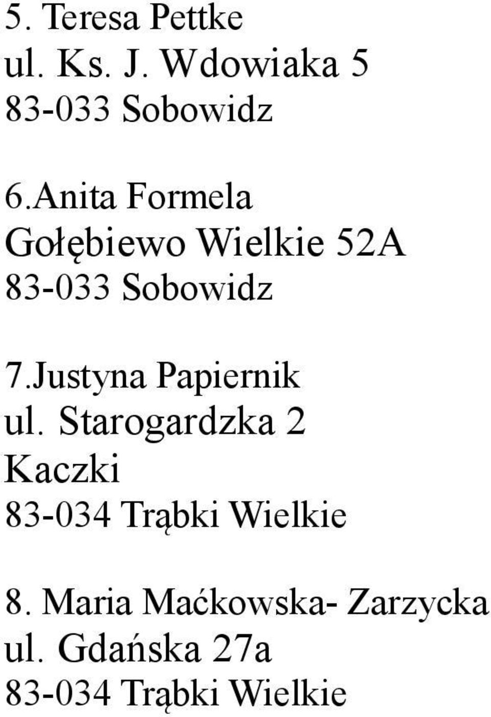 Justyna Papiernik ul.
