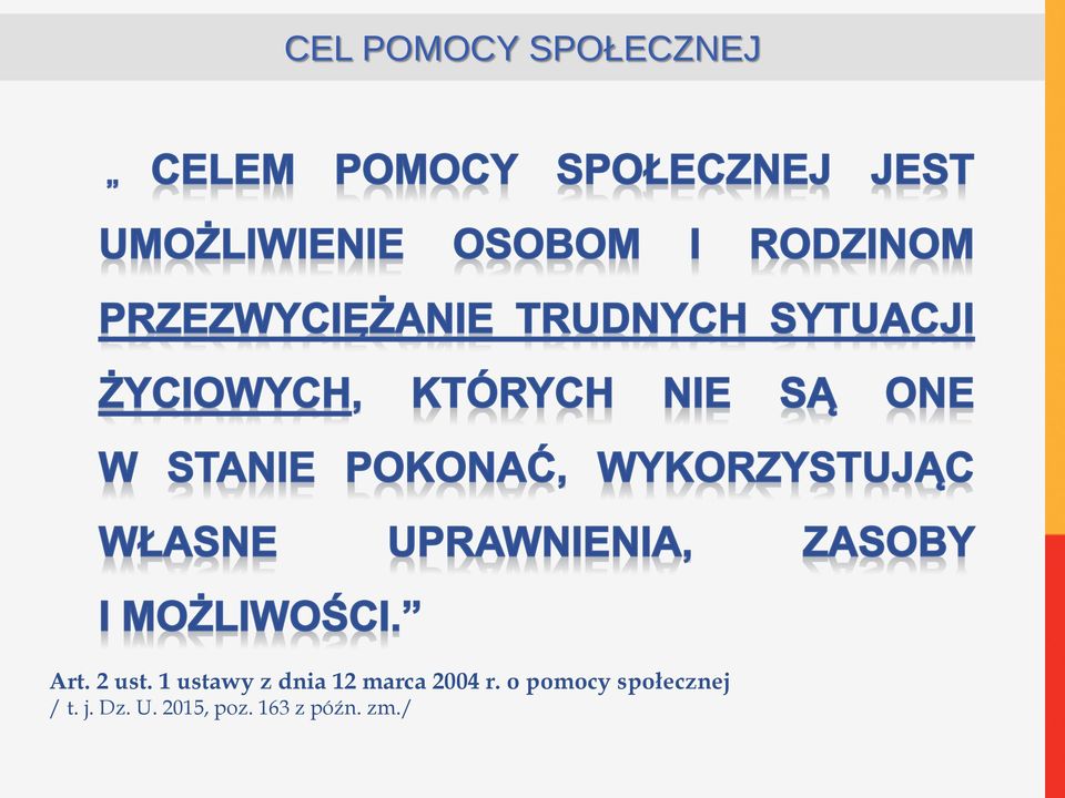 o pomocy społecznej / t. j. Dz.
