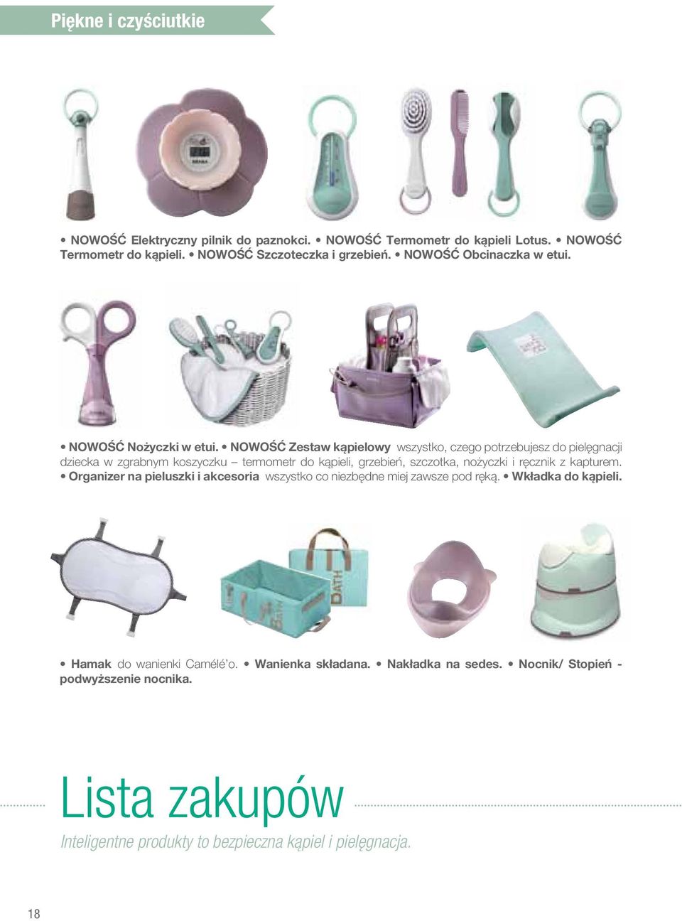 NOWOŚĆ Zestaw kąpielowy wszystko, czego potrzebujesz do pielęgnacji dziecka w zgrabnym koszyczku termometr do kąpieli, grzebień, szczotka, nożyczki i ręcznik z