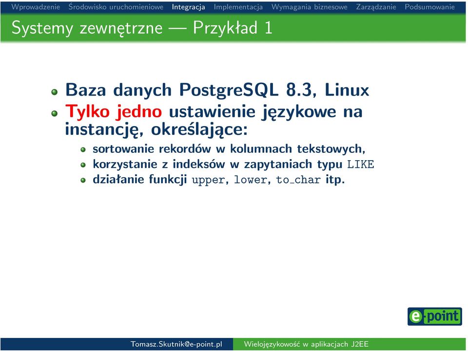 określające: sortowanie rekordów w kolumnach tekstowych,