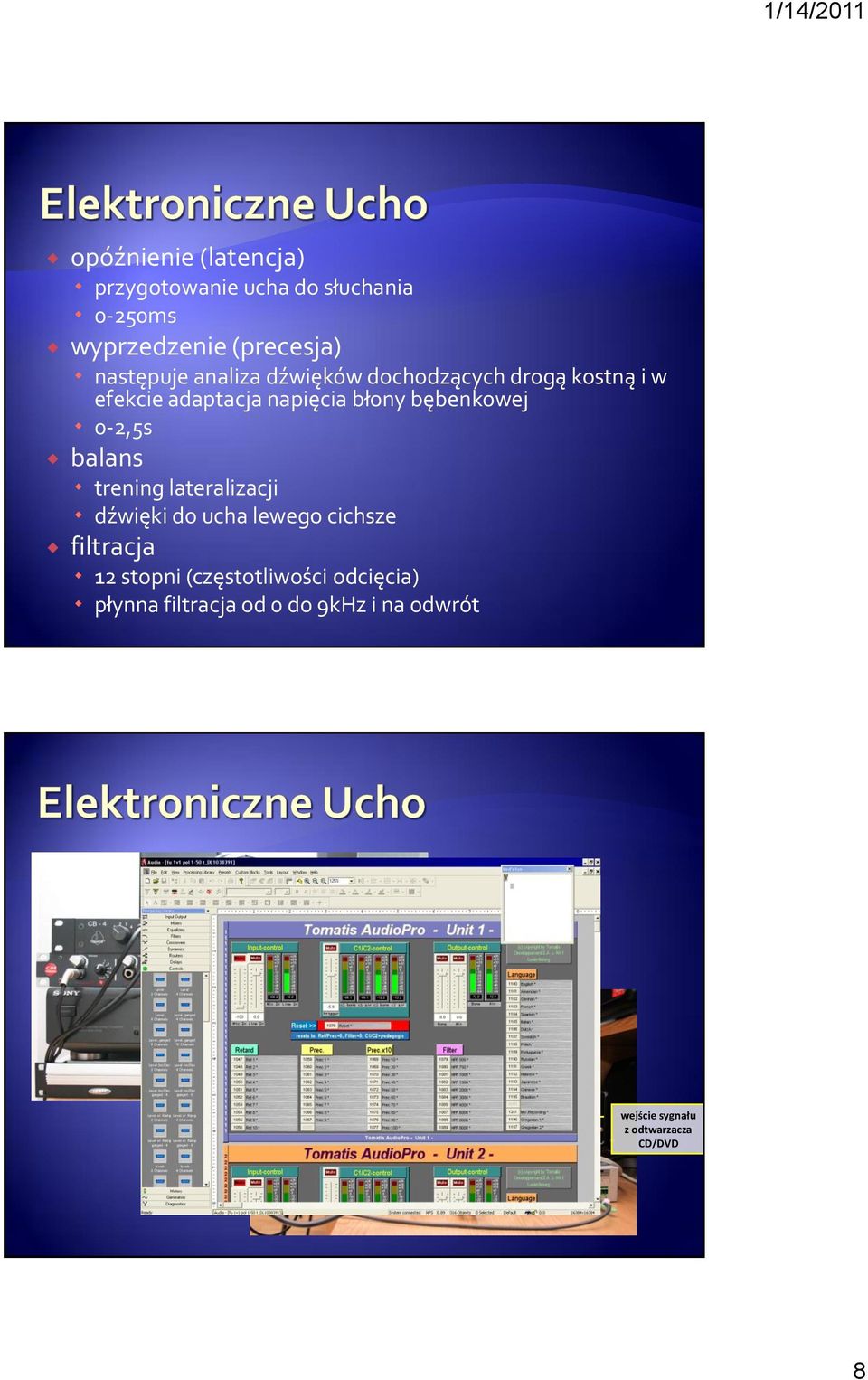 dźwięki do ucha lewego cichsze filtracja 12 stopni (częstotliwości odcięcia) płynna filtracja od 0 do 9kHz i na