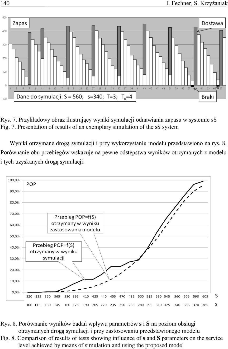 Presentation of results of an exemplary simulation of the ss system Wyniki otrzymane drogą symulacji i przy wykorzystaniu modelu przedstawiono na rys. 8.